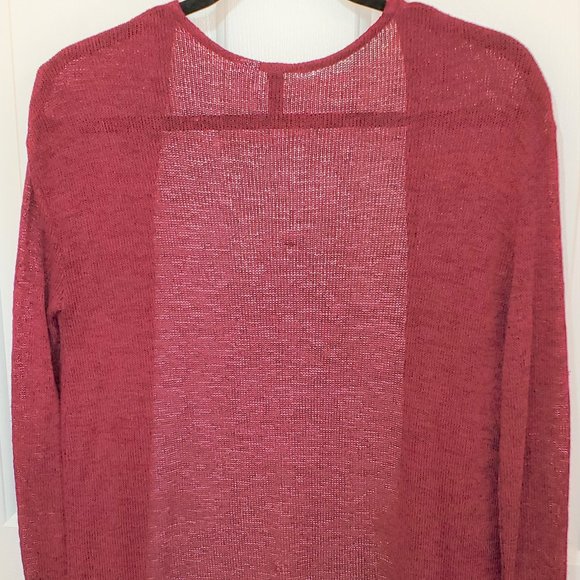 Divided H&M Long Cardigan Medium Burgundy Wine - Picture 3 of 4